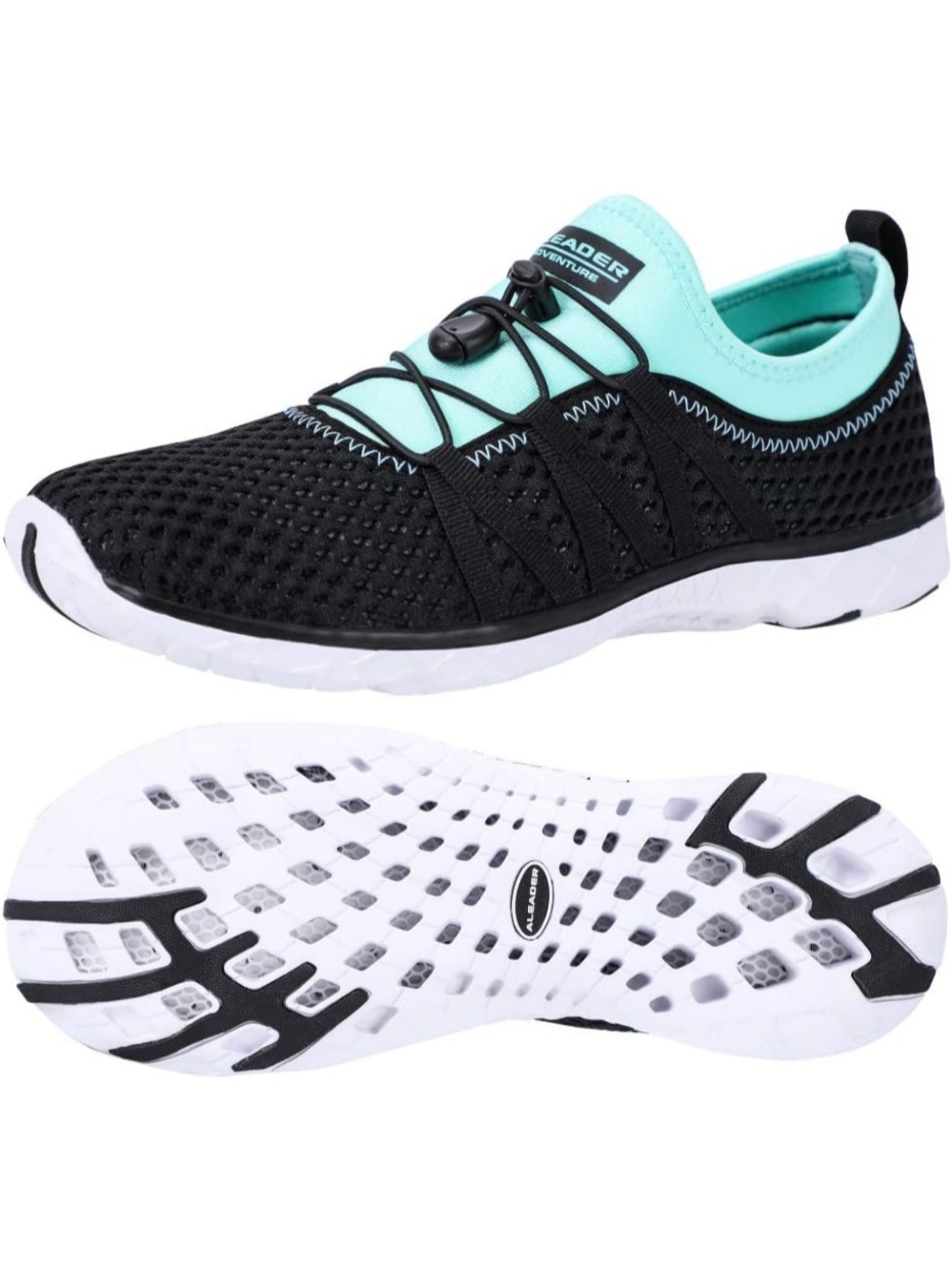 Women's Black Blue Closed Toe Flat Xdrain Mesh Slip On Athletic Water Shoe